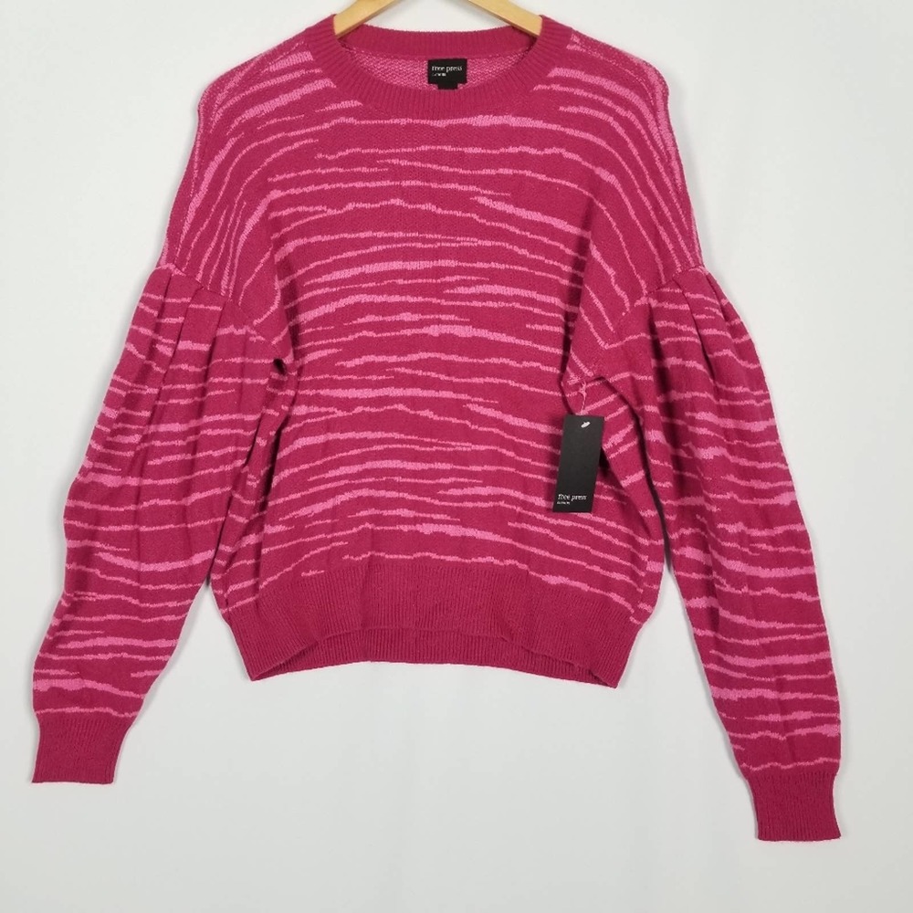 Free Press Burgundy Punch Tiger Stripe Sweater S